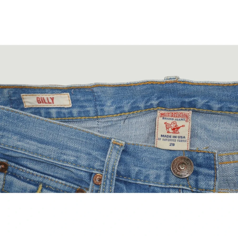 True Religion Billy Mens 29 Straight Leg Jeans Y2K Button Fly Flap Pockets